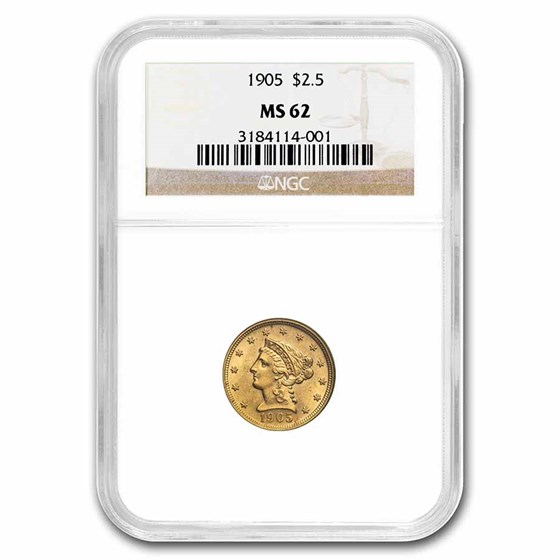 1905 $2.50 Liberty Gold Quarter Eagle MS-62 NGC 1905 $2.50 Liberty Gold Quarter Eagle MS-62 NGC